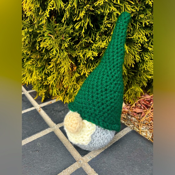 3/$50 Hand Crocheted Scandinavian Christmas Gnome Green & Gray! - Picture 2 of 11